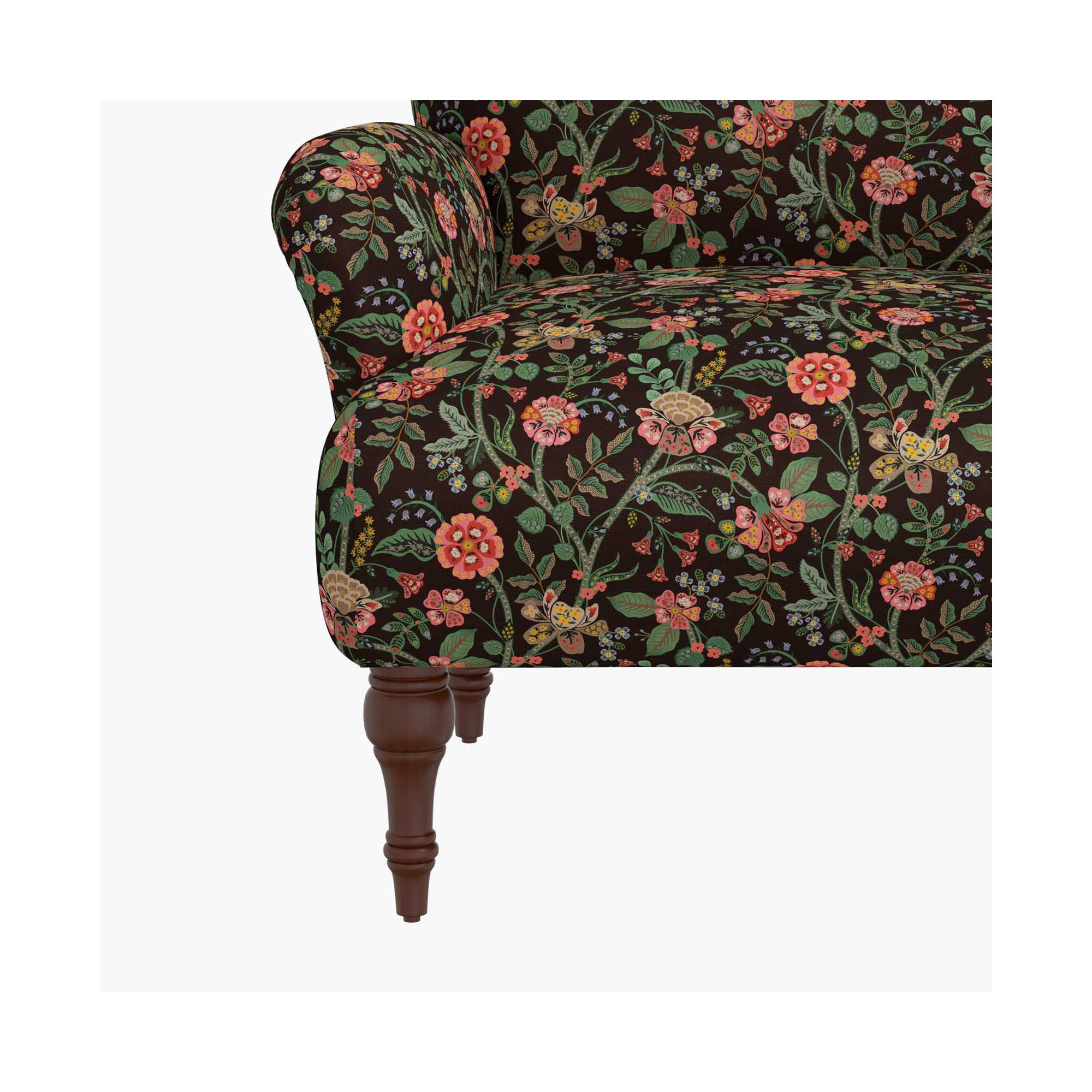 Rifle Paper Co. x Cloth & Company Bristol Armchair, Delphine Slate, Espresso