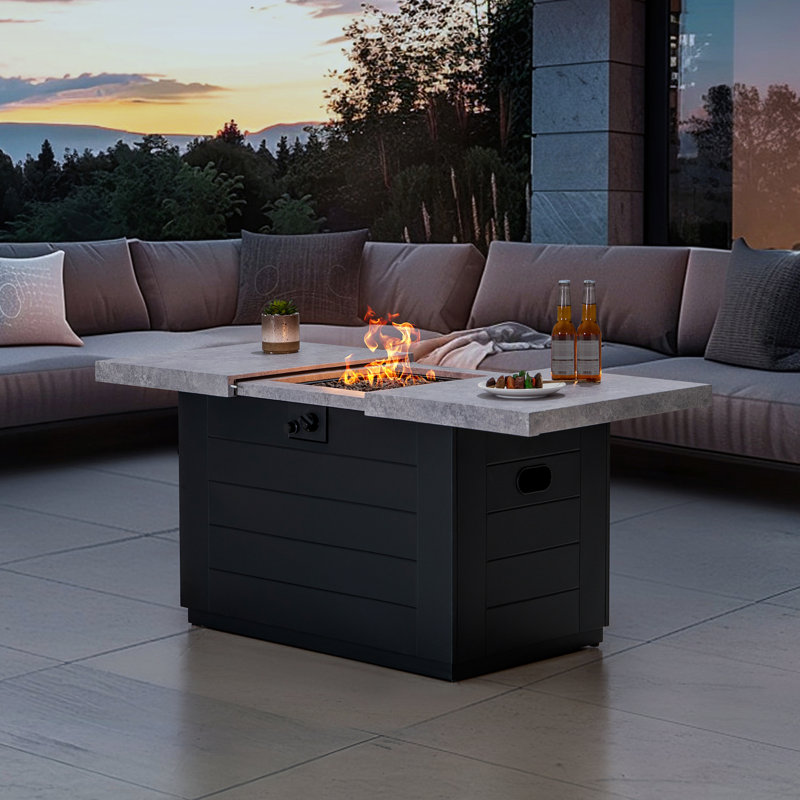 Grande table de foyer d'extérieur au propane avec couvercle et roches de lave de 40 po SUNJoy