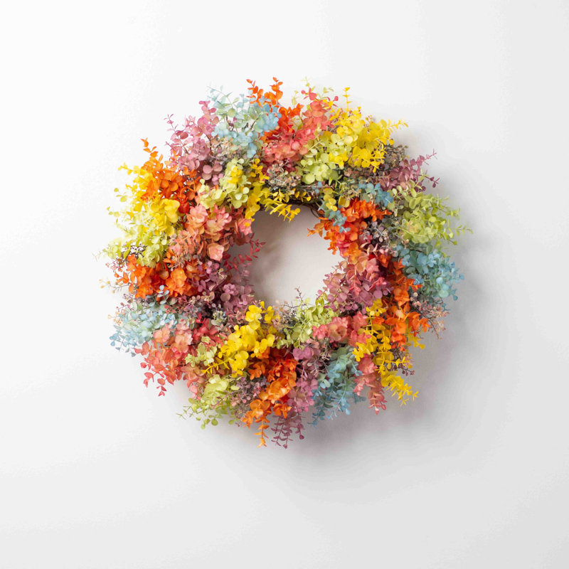 Couronne artificielle d'eucalyptus, H 24 po x l 24 po x P 6 po