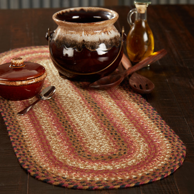 Birtwhistle Geometric Oval Table Runner, Terra Cotta/Burgundy/Dark Tan