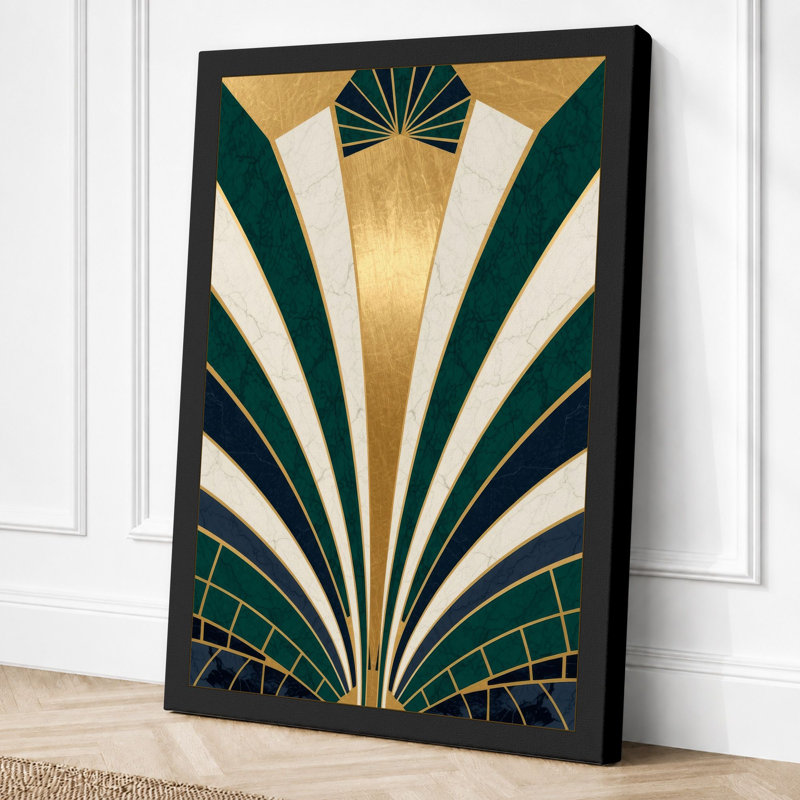 Deco Symmetry Art Deco - Wrapped Canvas, 18x12 - 45.7 x 30.5 cm, Black Border