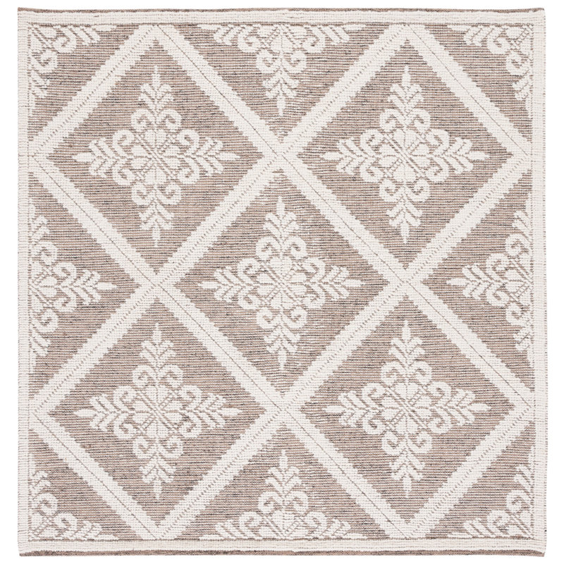 Vermont Hand Woven Wool Damask Rug, Square 6'