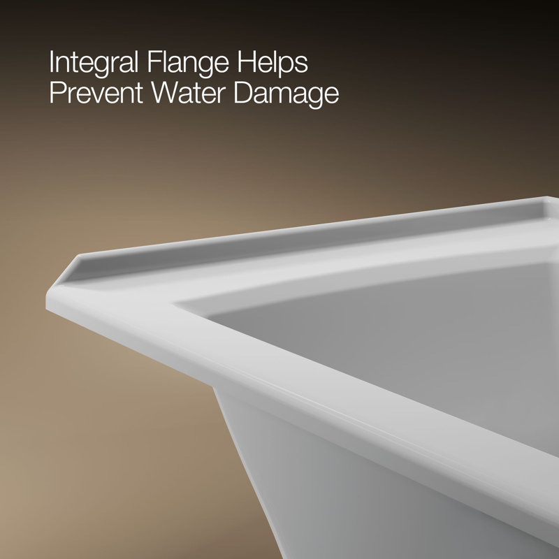 Archer Alcove Bath with Bask Heated Surface, Tile Flange and Right-Hand Drain, Ice Gray, Right