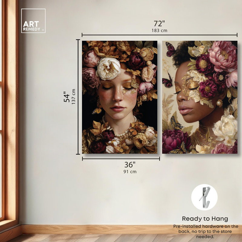 «Masquerade Dreams Set», reproduction d'art sur toile par Art Remedy, galerie tendue, 36 x 54, H 54 po x l 36 po