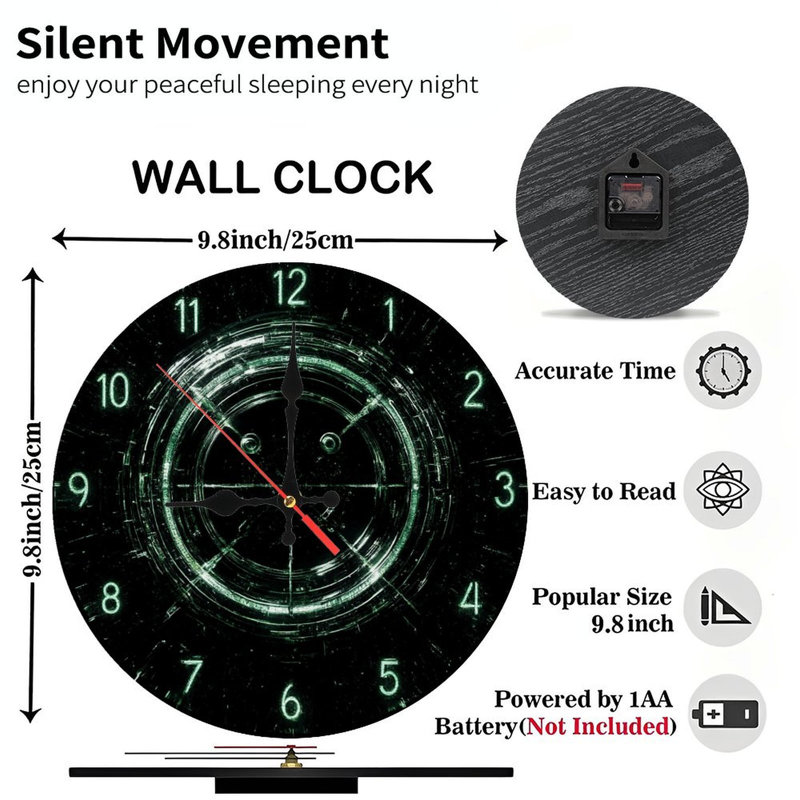 Horloge verte avec grille