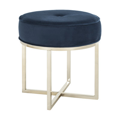 Skye 18" Wide Velvet Tufted Round Standard Ottoman by Everly Quinn
