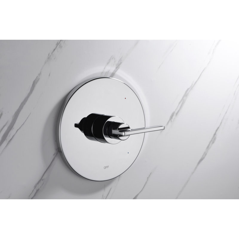 Garniture de douche de la collection Ardua seulement: pomme de douche ronde à 4 fonctions de 4 po, ensemble de poignées simples et soupape brute incluse - chrome poli