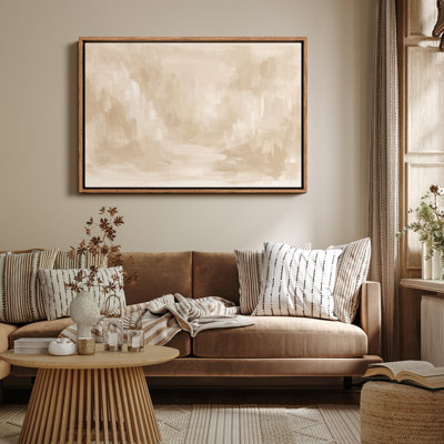 Soft Neutral Abstract with Layered Beige Tones Framed Print Wall Art