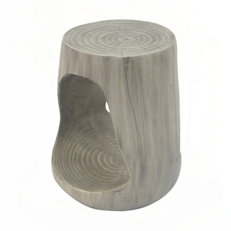 Wood-Like Texture MGO Hollow Side Table, Gray
