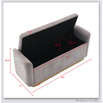 Upholstered Storage Ottoman Bench with Safety Hinge and Sturdy Metal Base for Versatile Home Seating Solutions
