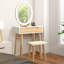 60cm Desktop Dressing Table With Led Lighted Mirror, Makeup Vanity Desk With Stool and Drawer-126882325