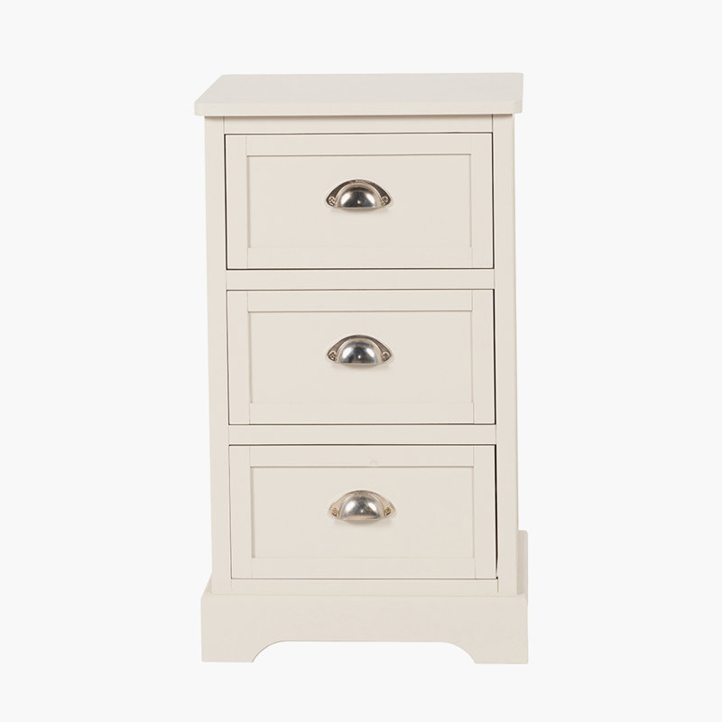 41 cm W Chest of 3 Drawers, Airy Linen/Silver