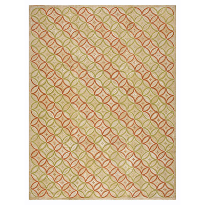 Tapis crocheté American en rouge / vert / beige