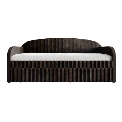 Corduroy Twin Size Daybed with Two Metal Drawers Velvet by House of Hampton