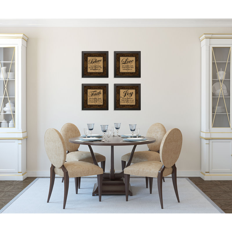 " Classic Religious Quotes " by Todd Williams 4 - Pieces, Black Framed Paper, 14" H x 14" W