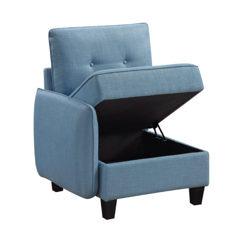 Fauteuil modulaire simple avec siège de rangement Gey, polyester capitonné bleu