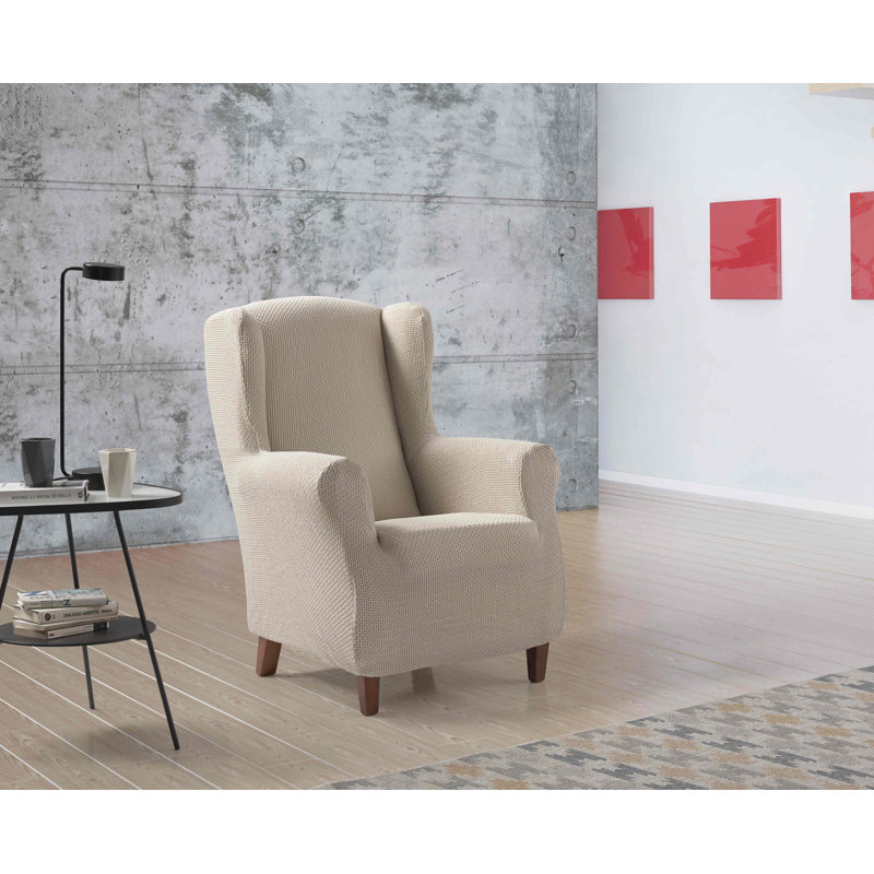 Albax Box Cushion Wingback Slipcover, Natural