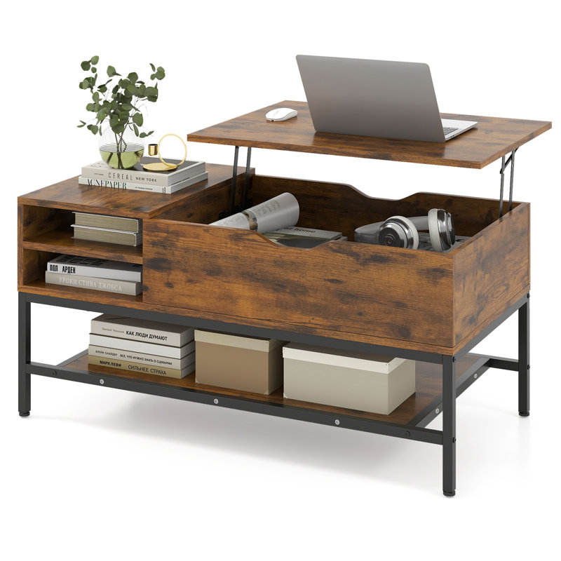 Lift Top Coffee Table with Storage, Brown