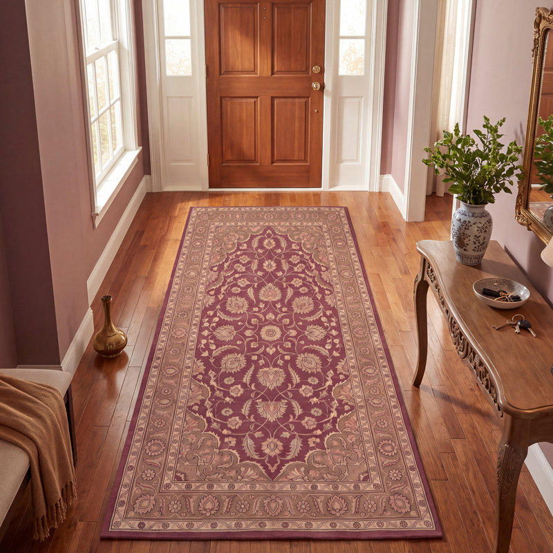 Tapis de salon traditionnel persan audacieux, de couleur bordeaux, cuivre, vert, crème et rose, lavable à la machine, antidérapant, à poils courts, adapté à l'intérieur et à l'extérieur, pour salon, chambre, salle à manger, entrée, couloir, bureau.