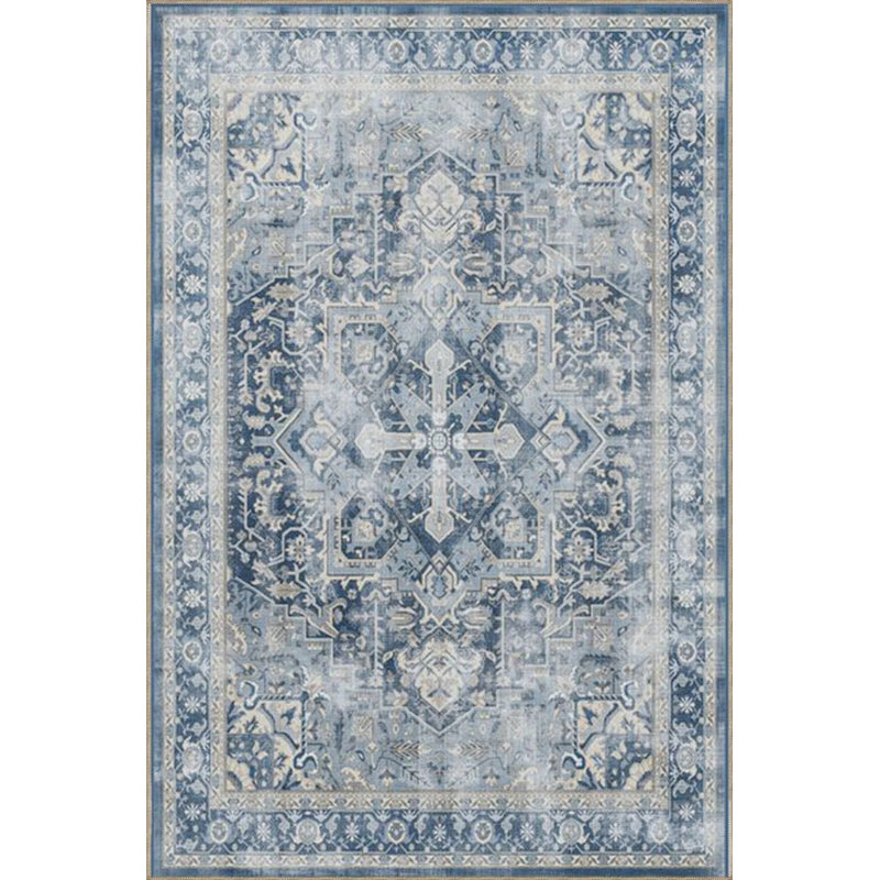 Anthracite Geometric Patterned Washable Decorative Carpet, Rectangle 3'4" x 6'7"