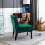 Ensemble de 2 chaises en velours sans accoudoirs - Vert - capitonné à boutons - Pieds effilés en bois-1723776319