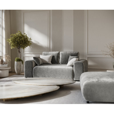 Two-seater square arms loveseat sofa
