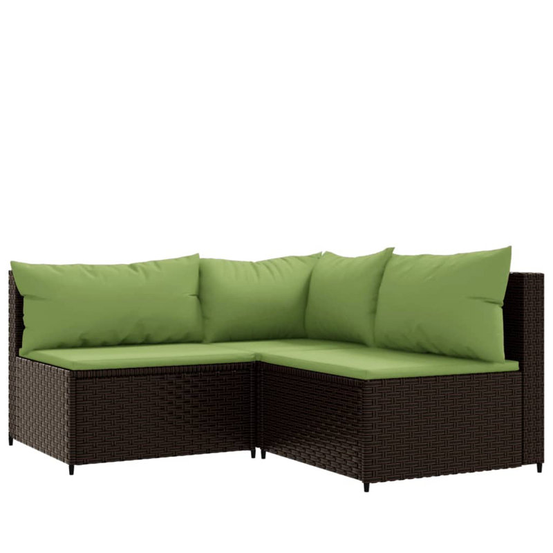 Bedingfield 24.8'' Wide Square Patio Sectional Set with Cushions, Brown, Green