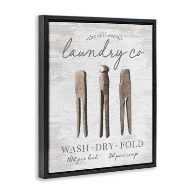 Distressed Laundry Co Grey Framed Floater Canvas Wall Art by Lettered and Lined