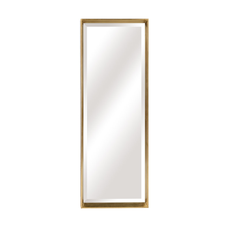 Kayal Wood Flat Wall Mirror, Gold, 47.6" x 12.6"