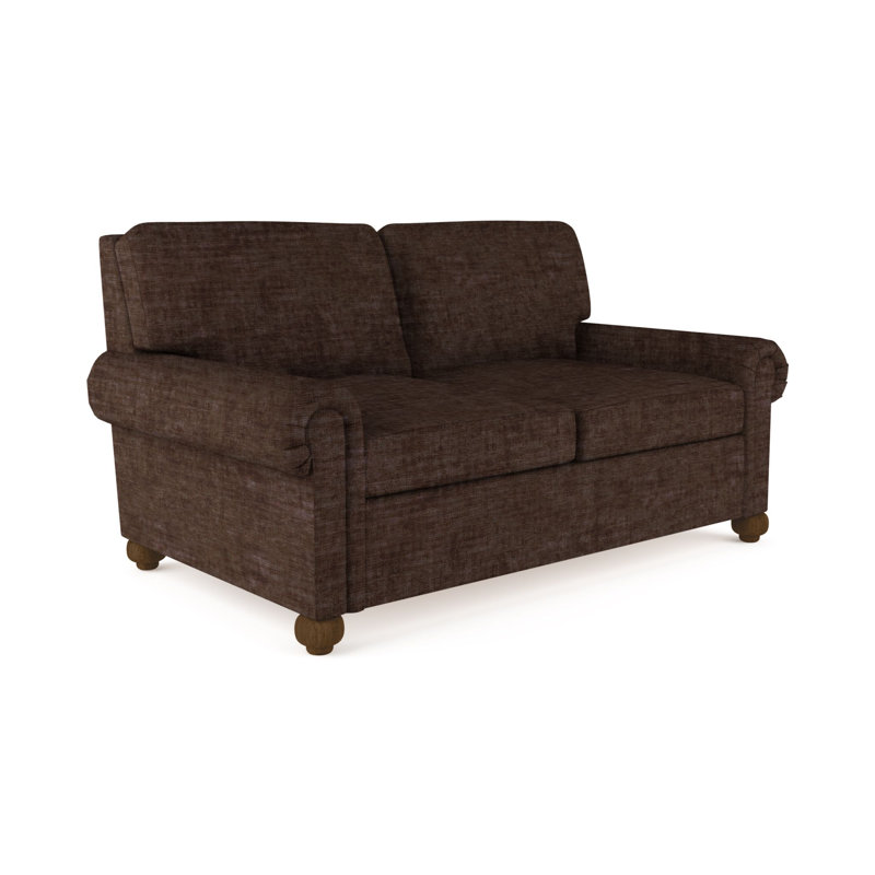 Causeuse Leroy, Brun foncé, Lin à tissage carré albâtre, H 36 po x l 60 po x P 43 po