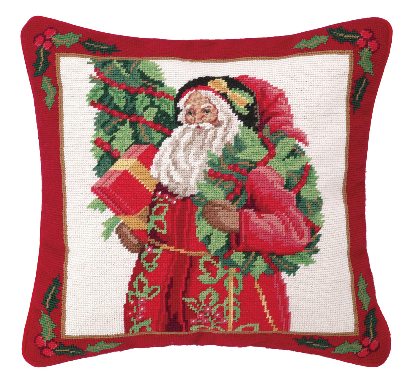 Peking Handicraft Holly Needlepoint Pillow & Reviews | Wayfair