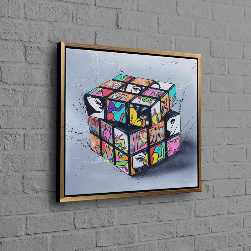 Print on Canvas, 20 cm H x 20 cm W, Framed Print without Mat, Gold