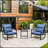 3 Pieces Patio Bistro Set Outdoor Rocking Chair W Blue Cushion For Yard Garden Poolside