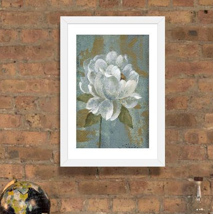« pivoine tile i » par silvia vassileva,, impression, Papier encadré blanc, H 32 po x l 24 po x P 1 po