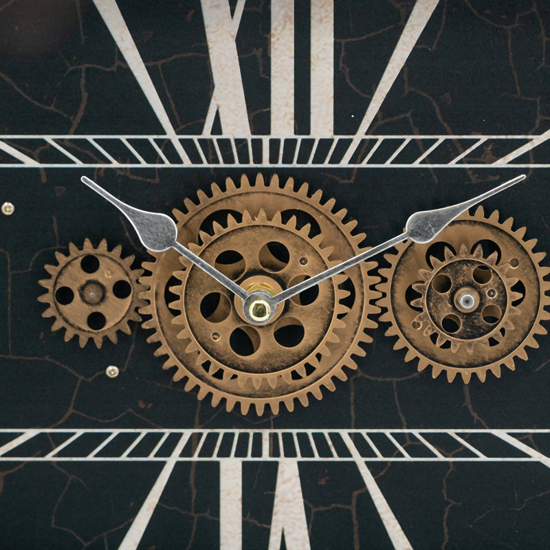 Decorative Black And Gold Gear Table Clock