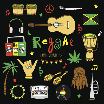 Vector Reggae Set - Wrapped Canvas Graphic Art