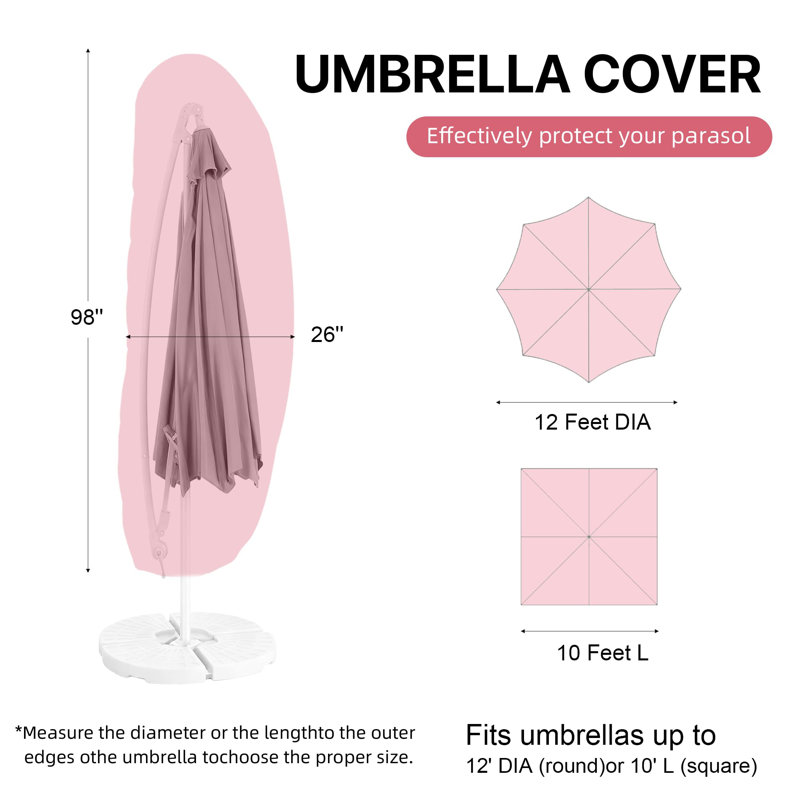 Waterproof Outdoor Umbrella Cover, Fits Most Patio Parasols, 1-Pack, (Red Stripe), Green/White Stripe