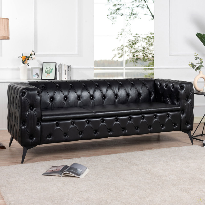 Canapé 3 places à coussin carré amovible de 84,06 po de largeur