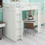 Lit mezzanine avec garde-robe intégré et bureau d'étude, lit haut peu encombrant avec plateau à clavier, station de charge et double projecteur-700911494