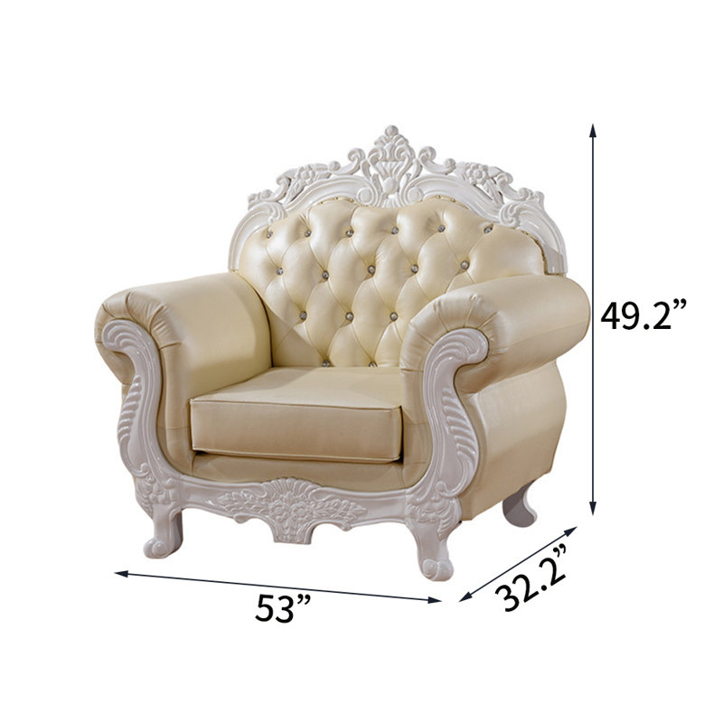 Fauteuil en cuir véritable capitonné de 53 po de largeur European