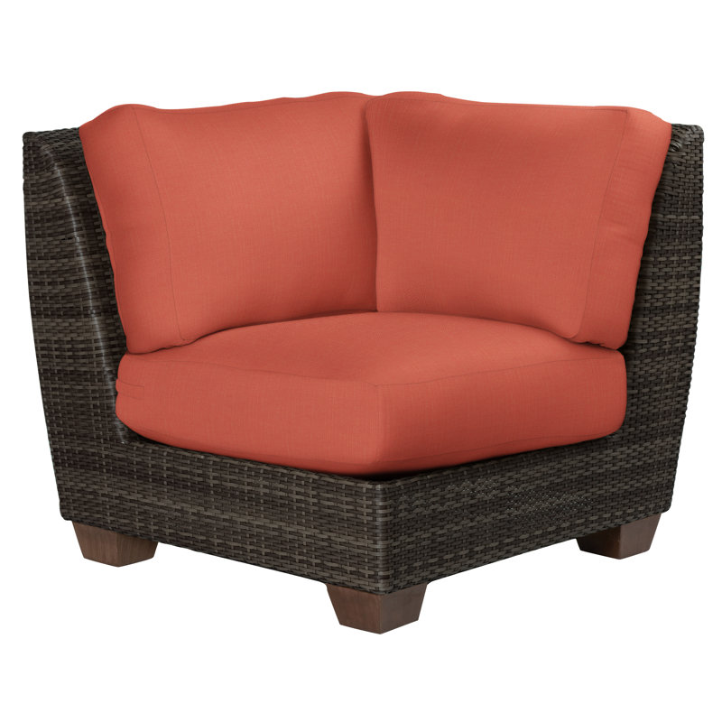 Saddleback Outdoor Corner Wedge Lounge Chair, Canvas Bird's Eye Sunbrella® Canvas, Coffee