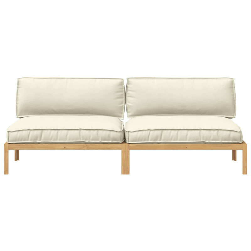  Ensemble de canapé avec coussin en bois d'acacia massif crème 2 pièces, Crème, Naturel