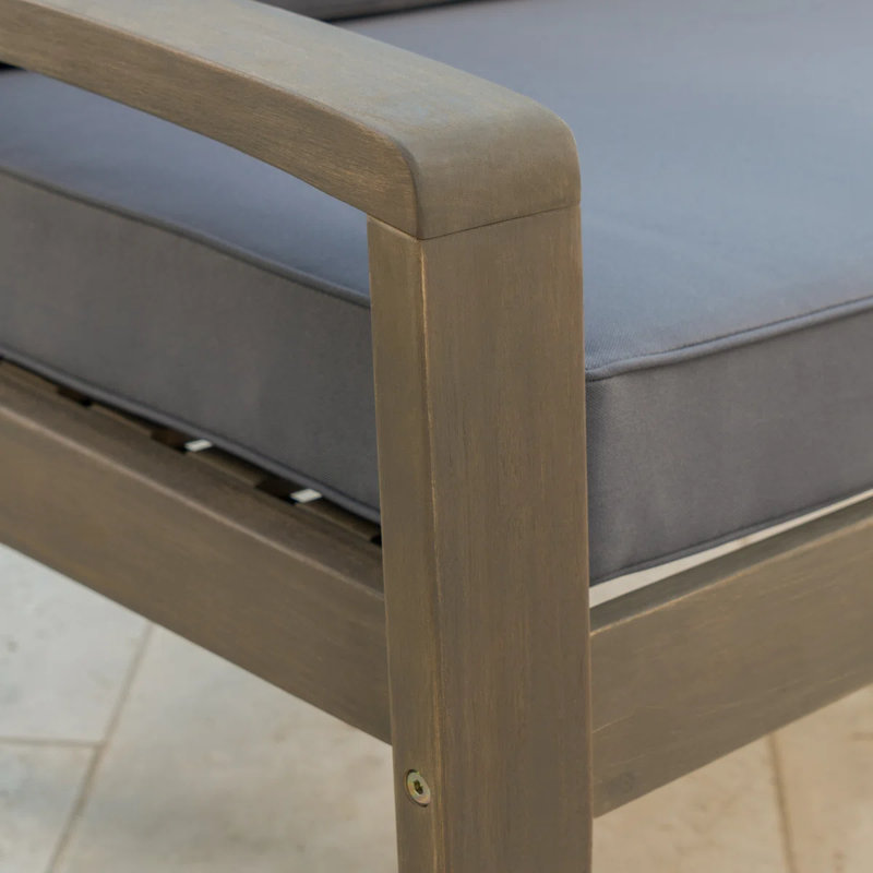Causeuse d'extérieur grise + table basse, Gris