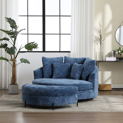 Upholstered Barrel Chair With Ottoman