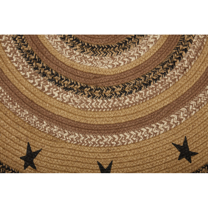 Kettle Grove Jute Rug Half Circle Stencil Stars 16.5X33