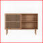 Table basse moderne en bois de noyer avec 4 armoires, meuble télé anti-basculement pour le salon, surface imperméable facile à nettoyer