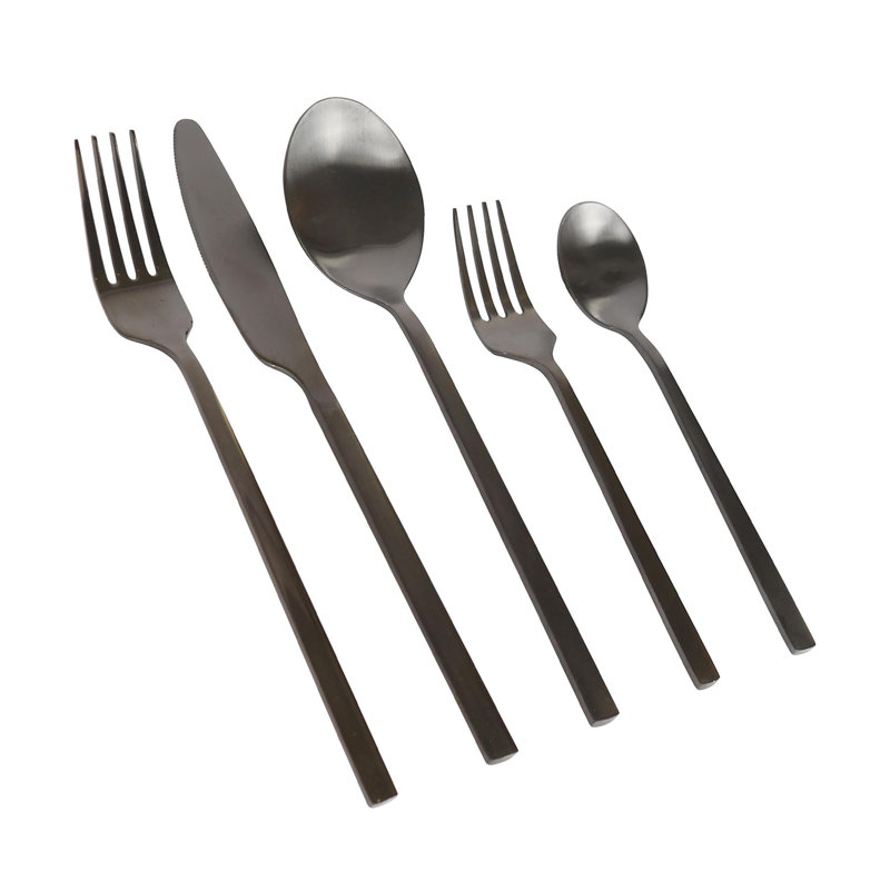 Argon Tableware Stainless Steel Cutlery Set, Black