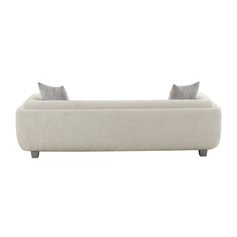 Canapé Bergamo ivoire / argent, 26.8" H x 97.6" W x 37.8" D, 3