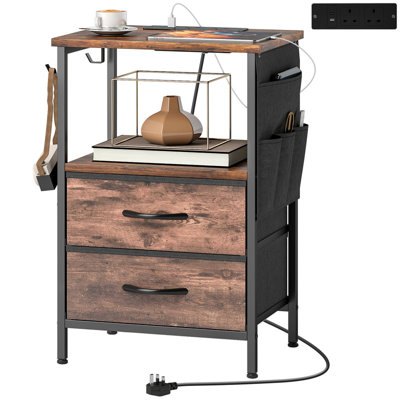40cm W Steel Bedside Table