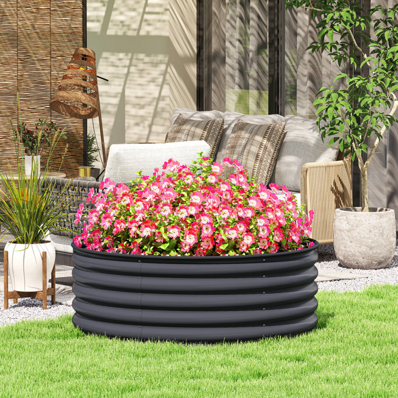 Metal Raised Garden Bed, Dark Grey